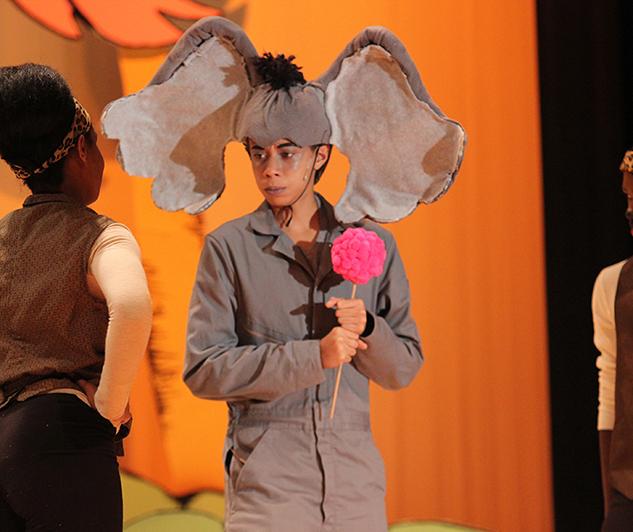 Horton hears a what?: Senior Brice Phillips performing on stage during a performance night of Seussical The Musical.