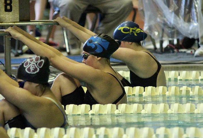 Freshman Alyssa Kohl before swimming her event. 