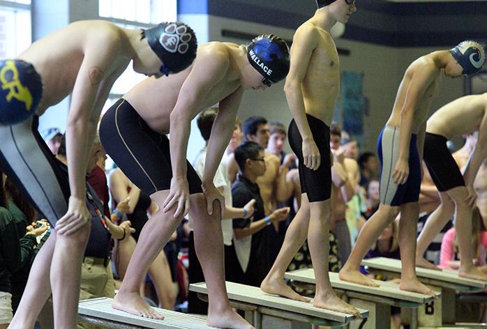 Freshman Jacob Wallace ready to swim his event.