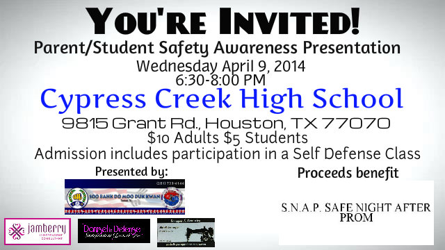 Self-defense class in Large Commons April 9
