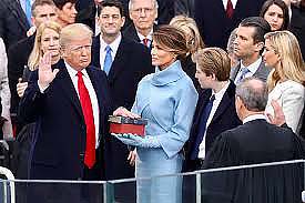 Donald Trump being inaugurated as the 45th president of the United States