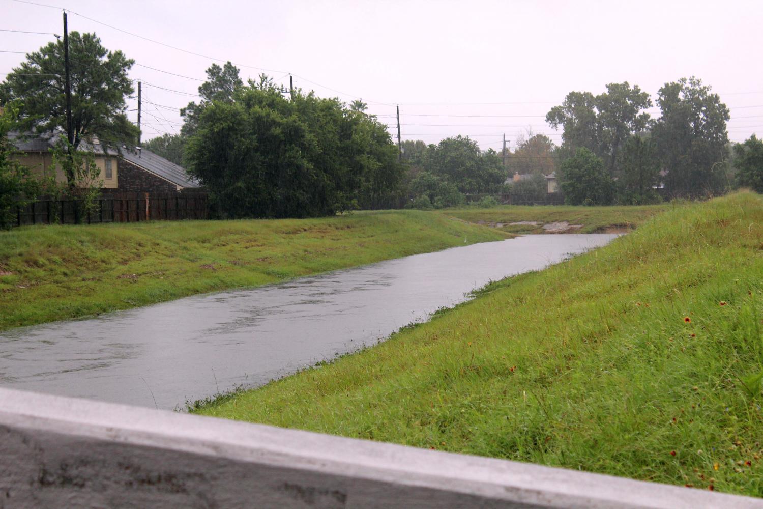 White Oak Bayou approaches maximum capacity following the flooding.
