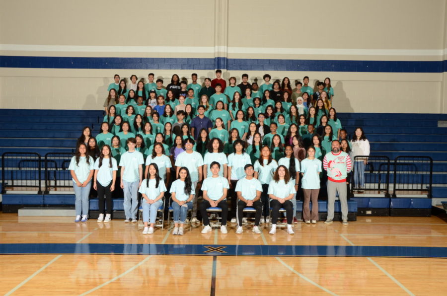 2021-2022 Key Club members pictured with club sponsor Mr. William Buck Lally. Photo courtesy of Cougar Pride Yearbook.