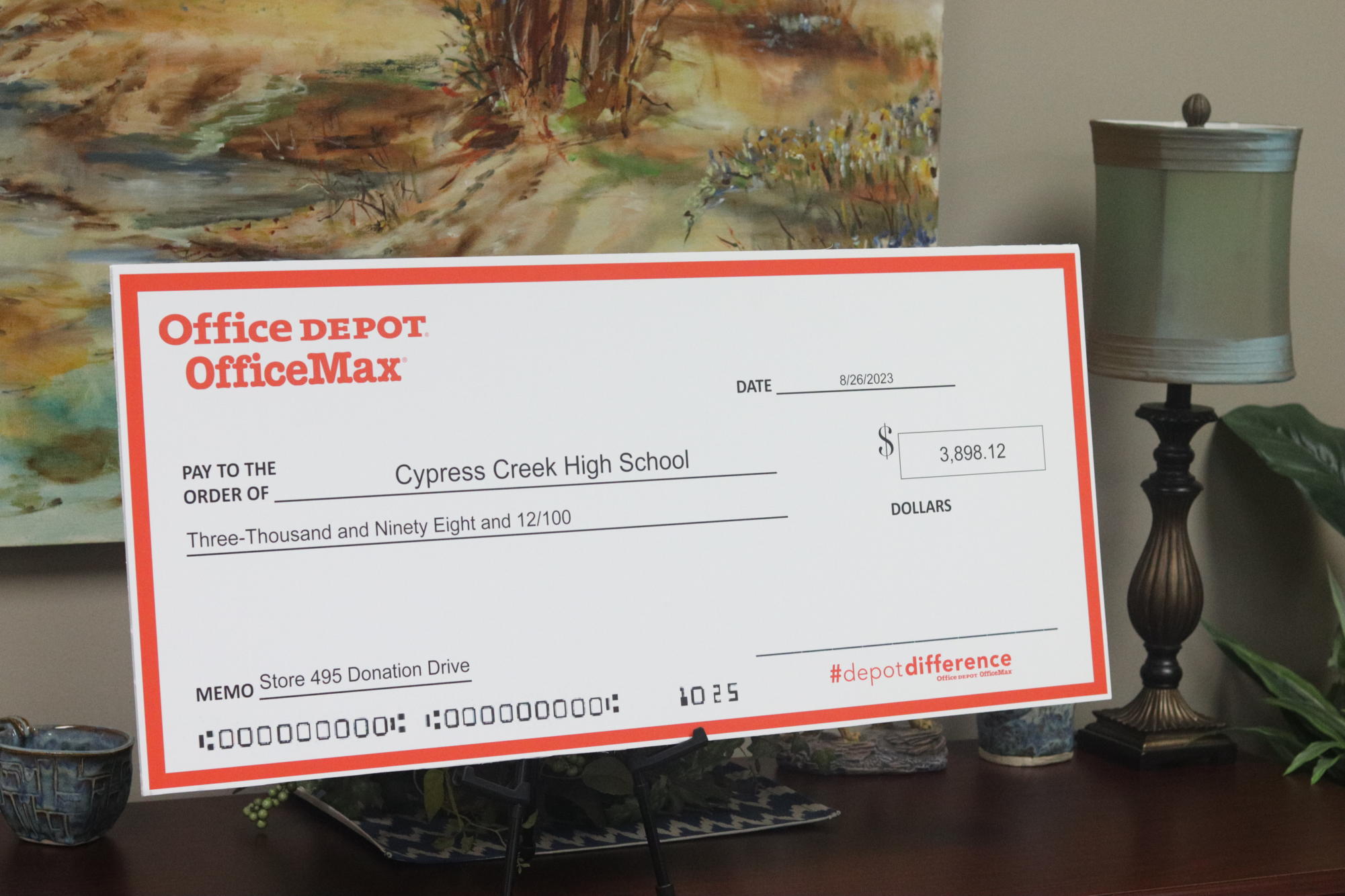 Office Depot has donated $3,898.12 to Cypress Creek High School through the Adopt-a-School partnership. Photo by Sebastian Mar.