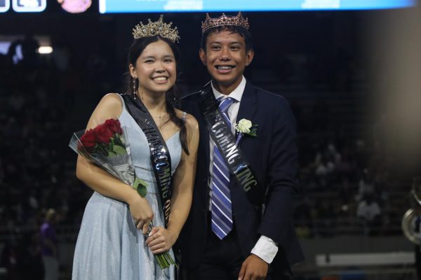 Shirley Nguyen and David Pacleb win Homecoming Queen and King at the Oct. 13 football game at Pridgeon Stadium.